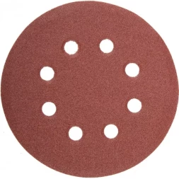Круг шлифовальный универсальный STAYER &quot;MASTER&quot; из абразивной бумаги на велкро основе, 8 отверстий, Р80, 125мм, 5шт 35452-125-080