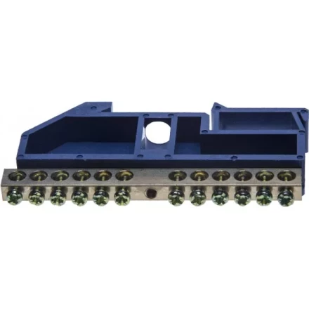 Шина СВЕТОЗАР нулевая на DIN-изоляторе, макс. ток 100А, 5,2мм, 12 полюсов 49807-12 купить в Надыме