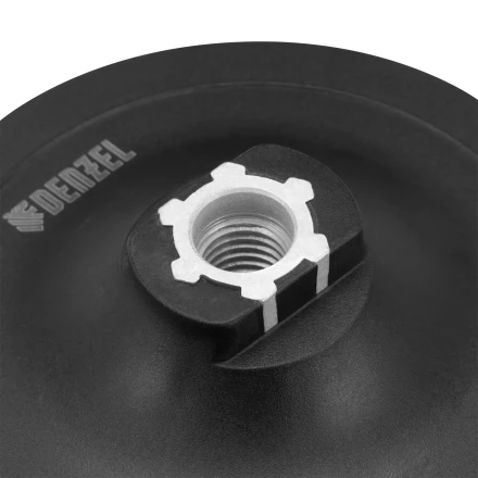 Тарелка опорная для дрели и УШМ с липучкой, 125 мм, стандартная, с адаптером c М14 на d8 Denzel 76251 купить в Надыме