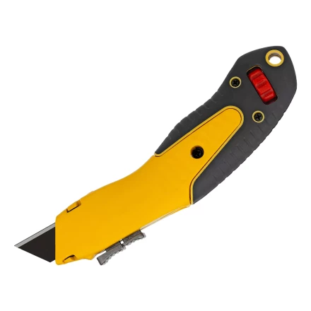 Нож Denzel, 19мм, сменное трапециевидное  лезвие, SK4, алюминиевый корпус, торцевой зажим купить в Надыме