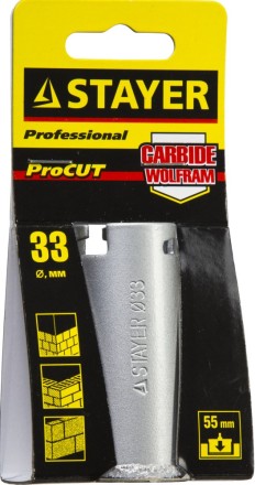 Коронка STAYER &quot;PROFESSIONAL&quot; кольцевая с карбидно-вольфрамовой крошкой, d=33мм 33345-33 купить в Надыме