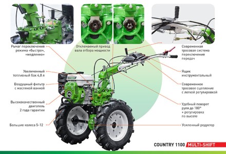 Мотоблок бензиновый AURORA COUNTRY 1100 MULTI-SHIFT купить в Надыме