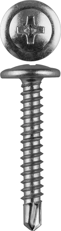 Саморезы ЗУБР с прессшайбой и сверлом по листовому металлу до 2мм, PH2, 4,2х19мм, ТФ0, 8000шт 4-300210-42-019 купить в Надыме
