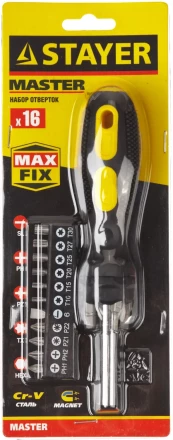 Набор STAYER "MASTER": Отвертка-битодержатель, биты 25мм 15шт, 16 предметов 2545-H5_z01 купить в Надыме