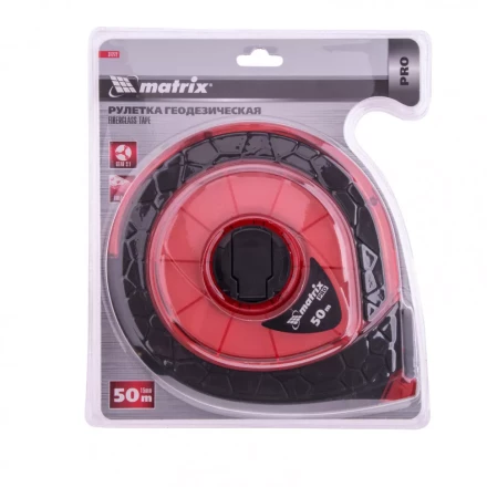 Рулетка геодезическая 50 м х 15 мм закрытый корпус фибергласовая лента двусторонняя шкала Pro Matrix 31272 купить в Надыме