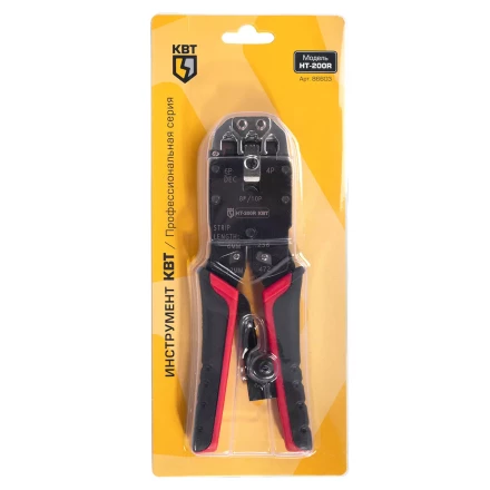 Кримпер многофункциональный КВТ HT-106E с 3 встроенными модулями для обжима RJ-45, RJ-12, RJ-11 (86603) купить в Надыме