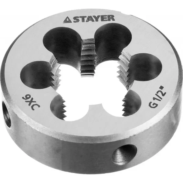 Плашка круглая ручная STAYER "MASTER", сталь 9ХС, для трубной резьбы G 1/2`` 28029-1/2 купить в Надыме