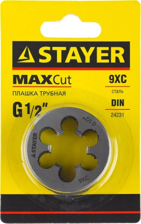 Плашка круглая ручная STAYER "MASTER", сталь 9ХС, для трубной резьбы G 1/2`` 28029-1/2 купить в Надыме
