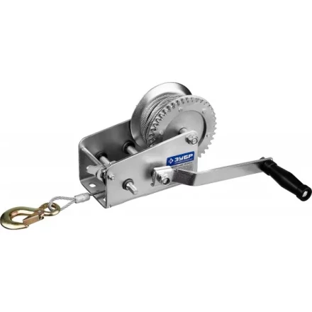 Лебедка ручная барабанная ЗУБР "ПРОФЕССИОНАЛ", тяговая, тросовая, 0.9 т, 8 м 43113-0.9_z01 купить в Надыме