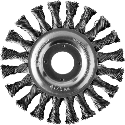 ЗУБР "ПРОФЕССИОНАЛ". Щетка дисковая для УШМ, плетеные пучки стальной проволоки 0,5мм, 125х22мм 35190-125_z02 купить в Надыме