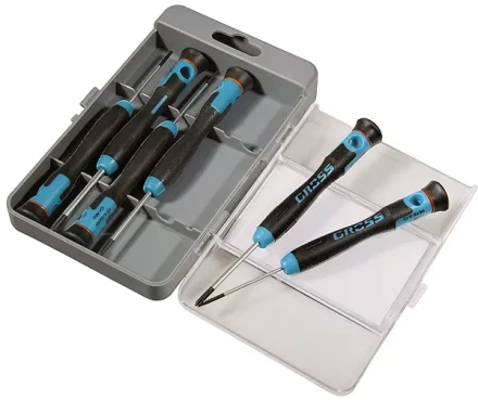 Набор отверток для точной механики,  CrMo, двухкомпонентные рукоятки, 6шт., пласт. бокс  GROSS 13347 купить в Надыме