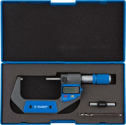Микрометр ЗУБР "ЭКСПЕРТ" гладкий цифровой, МКЦ 75, диапазон 50-75мм, шаг измерения 0,001мм 34482-75 купить в Надыме