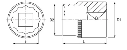Головка торцевая 12-гранная 1/2"DR 16 мм S04H4916 Jonnesway 47412 купить в Надыме