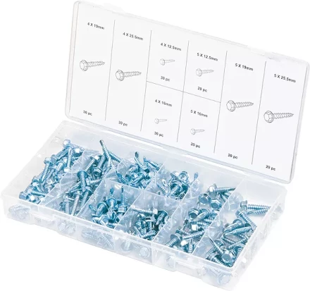 Набор саморезов 4х12,5 4х16 4х19 4х25,5 5х12,5 5х16 5х19 5х25,5 мм 200 предм ШУРУПЬ 48129 купить в Надыме