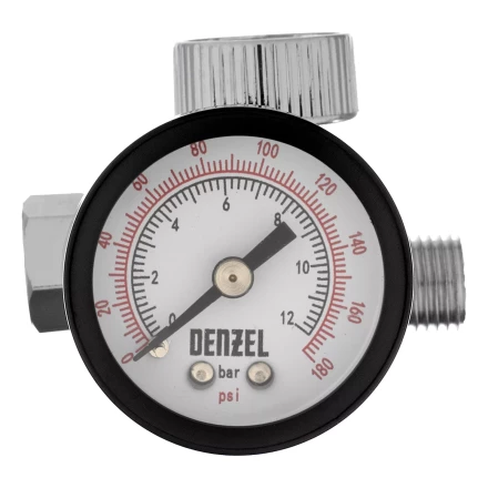 Регулятор давления с манометром для краскораспылителя Denzel K1500, 12 бар, 1/4", 57001 купить в Надыме