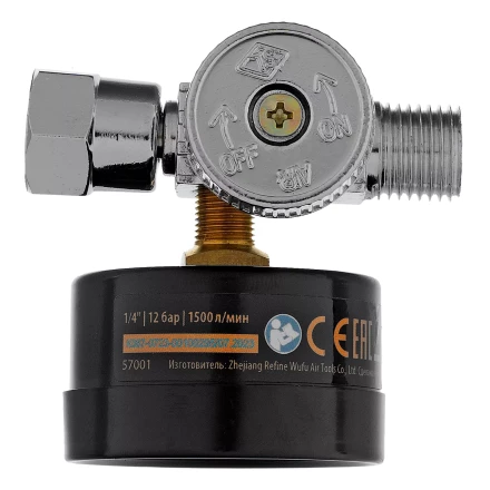 Регулятор давления с манометром для краскораспылителя Denzel K1500, 12 бар, 1/4", 57001 купить в Надыме