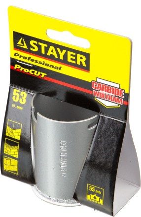 Коронка STAYER &quot;PROFESSIONAL&quot; кольцевая с карбидно-вольфрамовой крошкой, d=53мм 33345-53 купить в Надыме