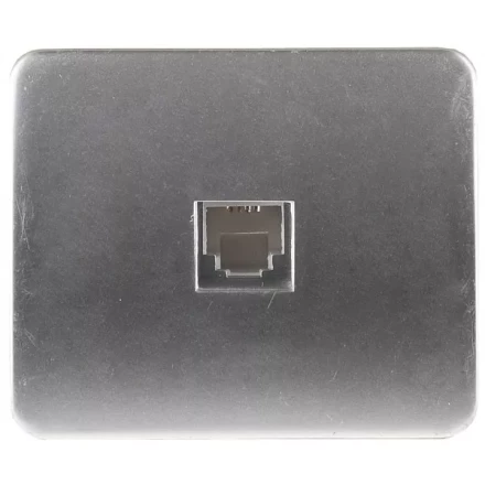 Розетка СВЕТОЗАР "ГАММА" телефонная, одинарная, без вставки и рамки, цвет светло-серый металлик SV-54117-SM купить в Надыме