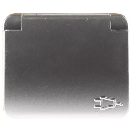 Розетка СВЕТОЗАР "ГАММА" с заземлением, одинарная с крышкой, без вставки и рамки, цвет светло-серый металлик, 16А/~250В SV-54110-SM купить в Надыме