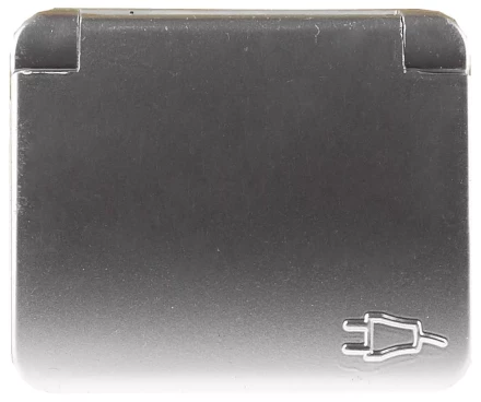 Розетка СВЕТОЗАР "ГАММА" с заземлением, одинарная с крышкой, без вставки и рамки, цвет светло-серый металлик, 16А/~250В SV-54110-SM купить в Надыме