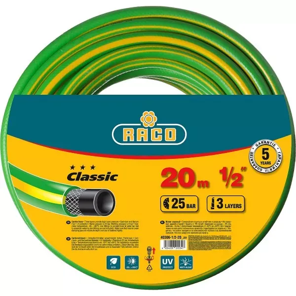 Шланг RACO CLASSIC поливочный, 25атм., армированный, 3-х слойный, 1/2"х20м 40306-1/2-20_z01 купить в Надыме