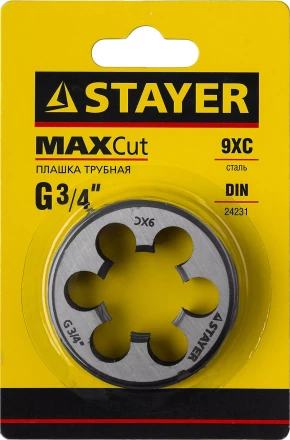 Плашка круглая ручная STAYER "MASTER", сталь 9ХС, для трубной резьбы G 3/4`` 28029-3/4 купить в Надыме