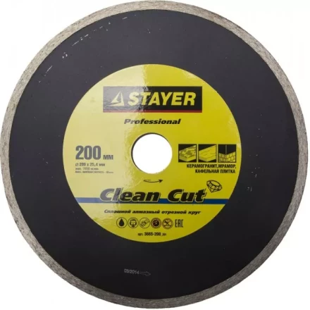 Круг отрезной алмазный STAYER "PROFESSIONAL", сплошной, влажная резка, для электроплиткореза, 25,4х200мм 3665-200_z01 купить в Надыме