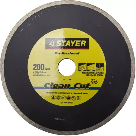 Круг отрезной алмазный STAYER "PROFESSIONAL", сплошной, влажная резка, для электроплиткореза, 25,4х200мм 3665-200_z01 купить в Надыме