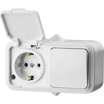 Блок STAYER "MASTER" "MAXIMA" розетка одноместная с заземлением и защитной крышкой, IP54, 16А, 220В, и выключатель одноклавишный, IP54, 10А, 220В 54311-W купить в Надыме