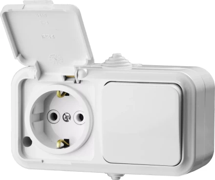 Блок STAYER "MASTER" "MAXIMA" розетка одноместная с заземлением и защитной крышкой, IP54, 16А, 220В, и выключатель одноклавишный, IP54, 10А, 220В 54311-W купить в Надыме