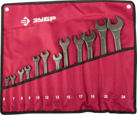 Набор ЗУБР Ключи комбинированные, серия "Т-80", хромованадиевая сталь, зелёный цинк, 6-24мм, 12шт 27025-H12 купить в Надыме