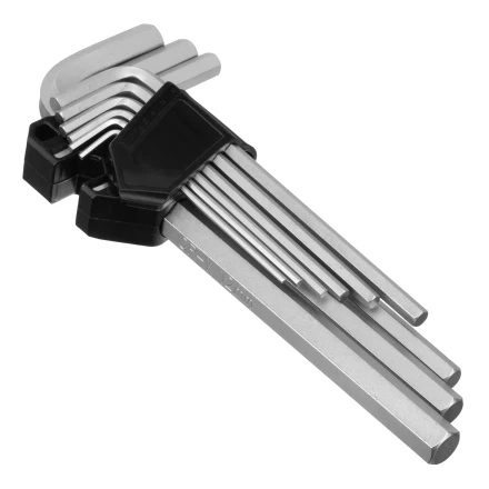 Набор ключей имбусовых, HEX, 2-12 мм, CrV, 9 шт., удлиненные Сибртех 123697 купить в Надыме