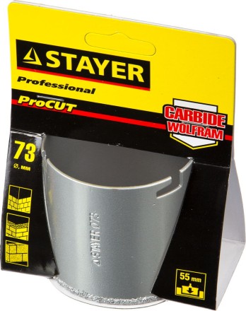 Коронка STAYER &quot;PROFESSIONAL&quot; кольцевая с карбидно-вольфрамовой крошкой, d=73мм 33345-73 купить в Надыме
