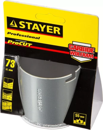 Коронка STAYER "PROFESSIONAL" кольцевая с карбидно-вольфрамовой крошкой, d=73мм 33345-73 купить в Надыме