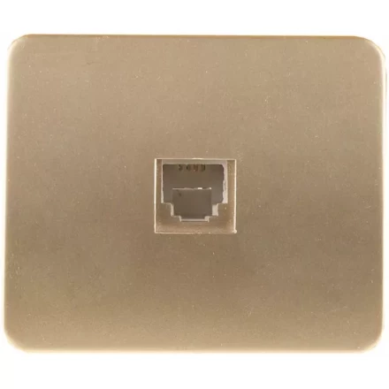 Розетка СВЕТОЗАР "ГАММА" телефонная, одинарная, без вставки и рамки, цвет золотой металлик SV-54117-GM купить в Надыме