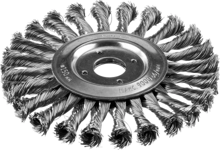 ЗУБР "ПРОФЕССИОНАЛ". Щетка дисковая для УШМ, плетеные пучки стальной проволоки 0,5мм, 150х22мм 35190-150_z02 купить в Надыме