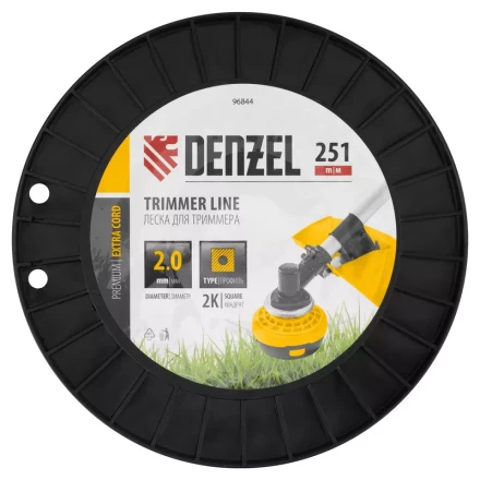 Леска для триммера двухкомпонентная квадрат, 2,0мм х 251м, на DIN катушке EXTRA CORD// Denzel 96844 купить в Надыме