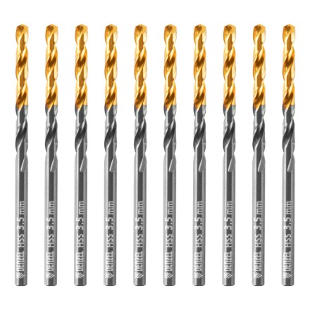 Сверло по металлу, 3,5 мм, HSS-Tin, Golden Tip, 10 шт. Denzel 717207 купить в Надыме