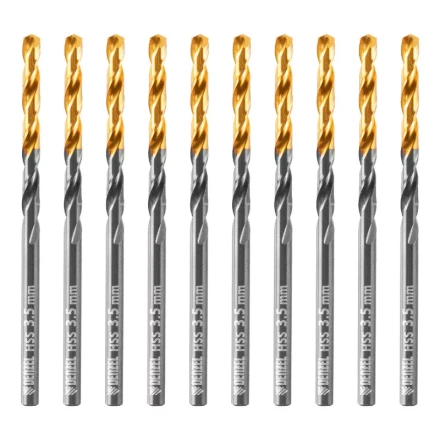 Сверло по металлу, 3,5 мм, HSS-Tin, Golden Tip, 10 шт. Denzel 717207 купить в Надыме