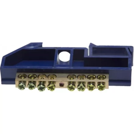 Шина СВЕТОЗАР нулевая на DIN-изоляторе, макс. ток 100А, 5,2мм, 8 полюсов 49807-08 купить в Надыме