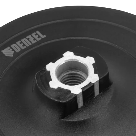 Тарелка опорная для дрели и УШМ с липучкой, 125 мм, твердая, с адаптером c М14 на d8 Denzel 76254 купить в Надыме