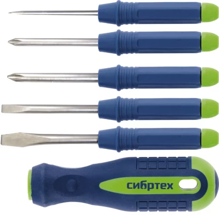 Отвертка со сменными насадками 5 штук CrV Сибртех артикул 13384 купить в Надыме