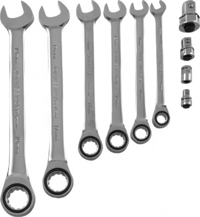 Набор ключей комбинированных трещеточных  8-19мм  адаптеры 10предметов Jonnesway W45110S 48879 купить в Надыме