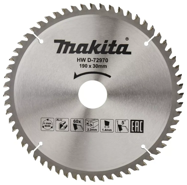 Диск пильный для алюминия Makita D-72970, 190x30/20х1.4 мм; 60 зубьев купить в Надыме