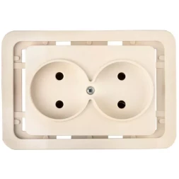 Розетка СВЕТОЗАР "ГАММА" двойная, цвет бежевый, 16А/~250В SV-54102-B
