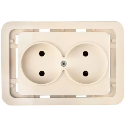 Розетка СВЕТОЗАР "ГАММА" двойная, цвет бежевый, 16А/~250В SV-54102-B купить в Надыме