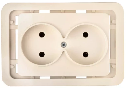 Розетка СВЕТОЗАР "ГАММА" двойная, цвет бежевый, 16А/~250В SV-54102-B купить в Надыме