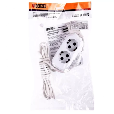 Удлинитель бытовой серия УХз-10-203 с заземлением 3 м 2 розетки 10 А Denzel 95961 купить в Надыме