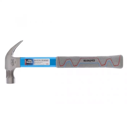 Молоток-гвоздодер 370г боек с магнитом фибергласовая обрезиненная рукоятка алюминиевая защита БАРС 10448 купить в Надыме