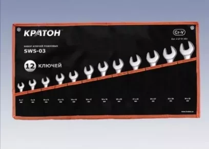 Набор ключей рожковых Кратон SWS-03 12 пр. 2 27 01 003 купить в Надыме